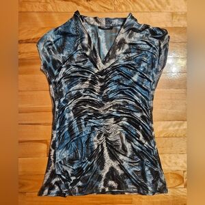 Ruched Animal Print & Metallic Stretchy Top Size S